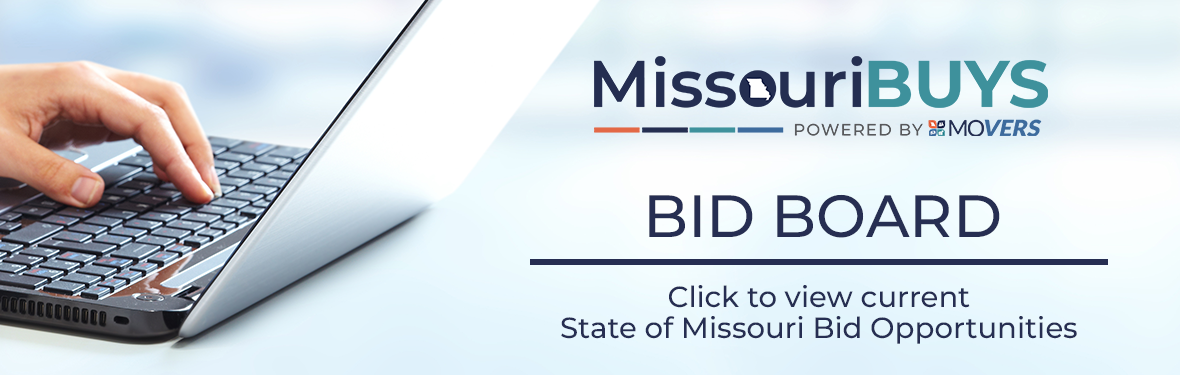 Image promoting the MissouriBUYS bid board leading to see current State of Missouri bid opportunities